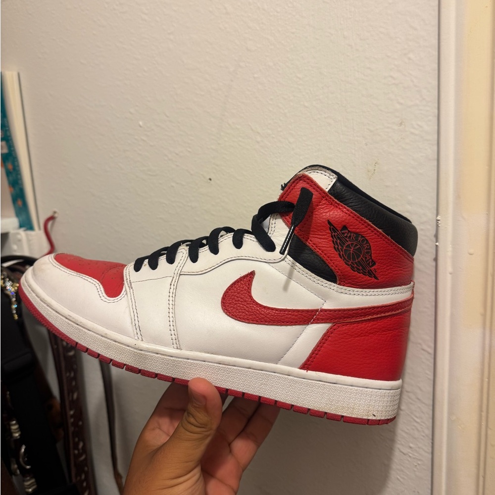 Red and White High-Top Sneakers